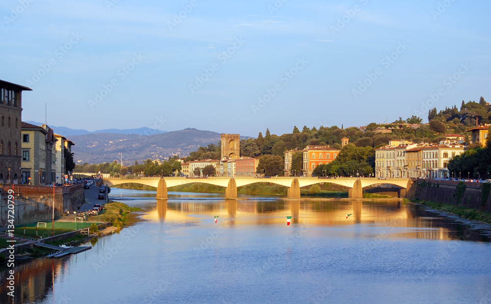 Ponte alle Grazie over the Arno River in Florence, Italy