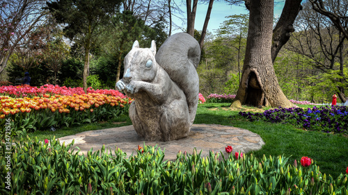 Photography Istanbul, Turkey - April 6, 2013: Squirrel statue in Hidiv Kasri istanbul