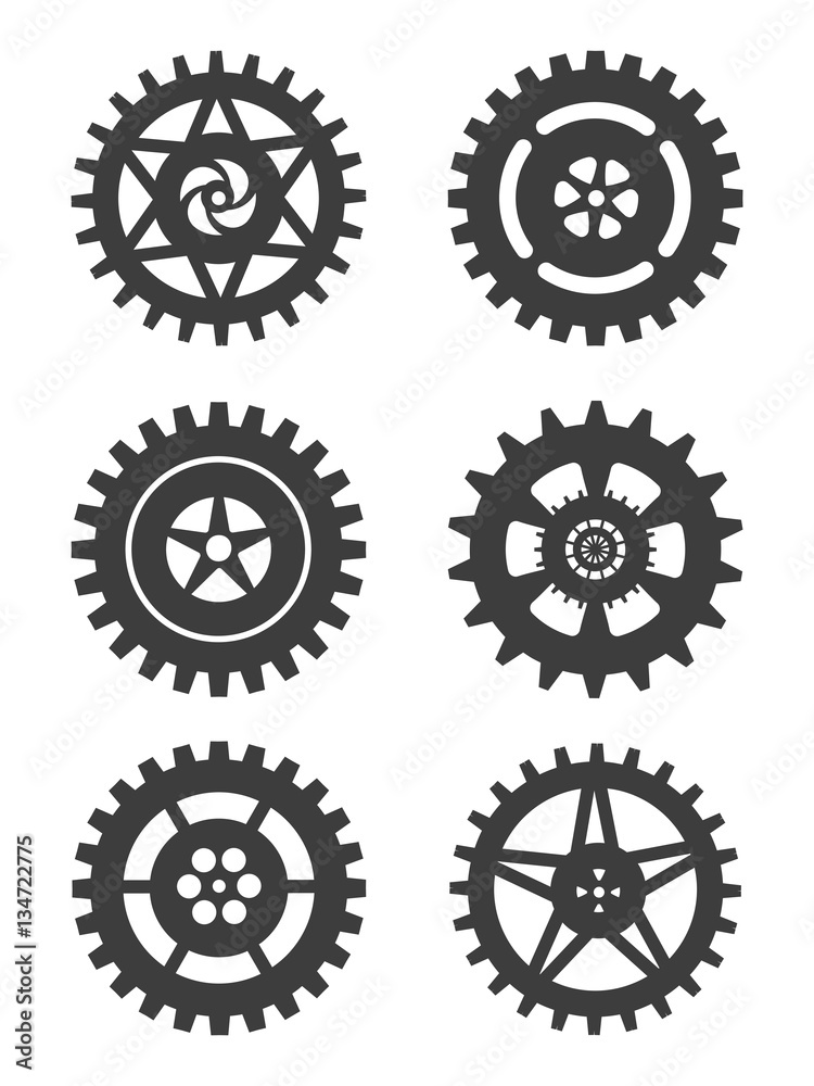 Gears icon set isolated on white background. Vector illustration Gears icon set isolated on white background. Vector illustration
