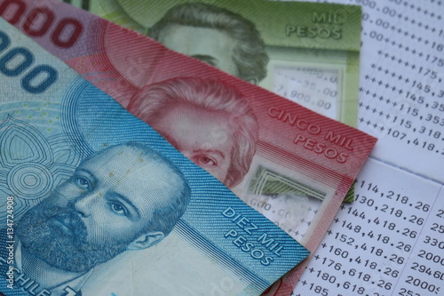 Wallpaper Mural Chilean peso banknote on bank statement, saving investment concept Torontodigital.ca