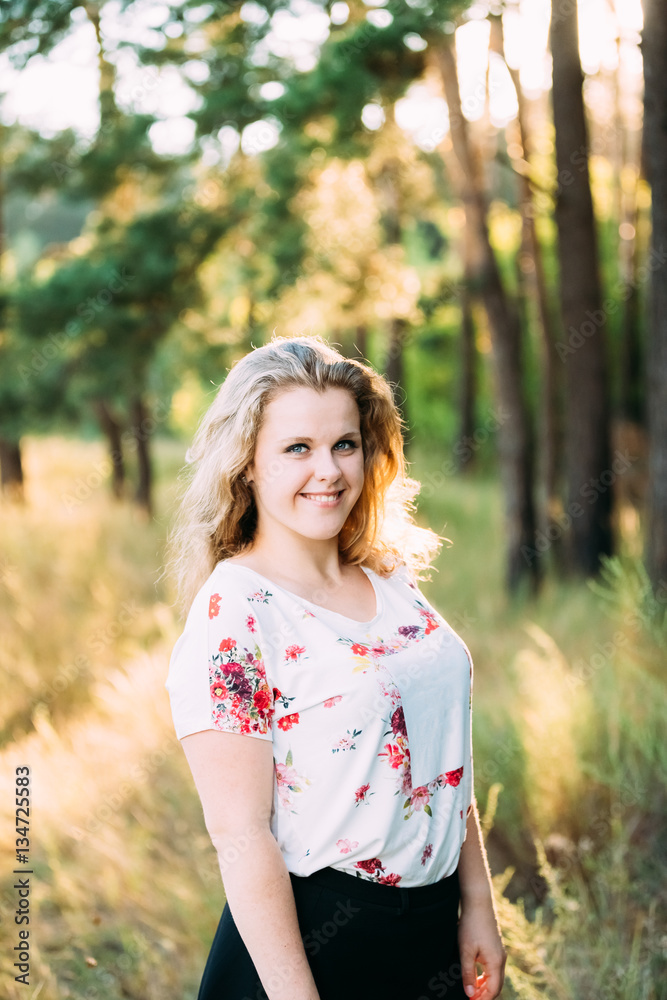 Portrait Of Young Pretty Plus Size Caucasian Smiling Girl Woman Portrait Of Young Pretty Plus Size Caucasian Smiling Girl Woman