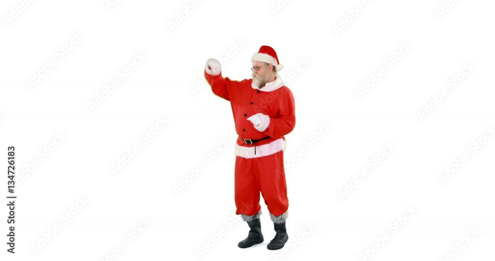 Happy santa claus dancing against white background 4k Happy santa claus dancing against white background 4k
