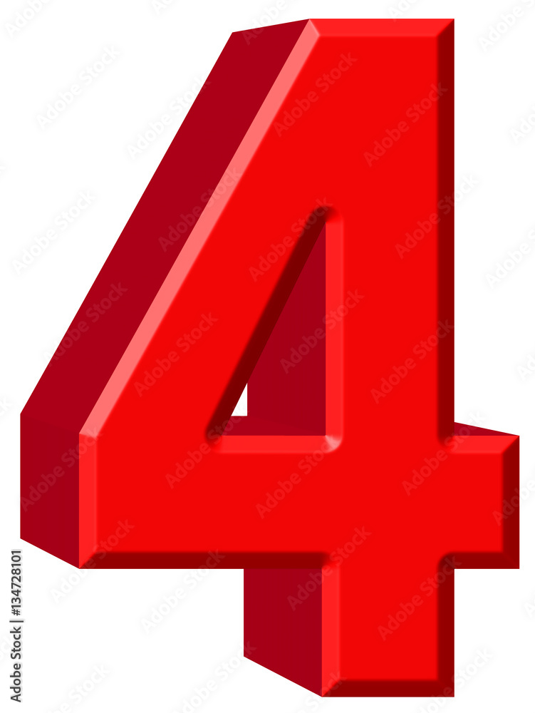 Numeral 4, four, isolated on white background, 3d render Numeral 4, four, isolated on white background, 3d render