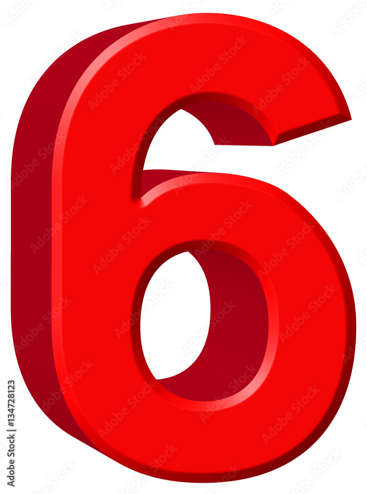 Numeral 6, sixn, isolated on white background, 3d render Numeral 6, sixn, isolated on white background, 3d render