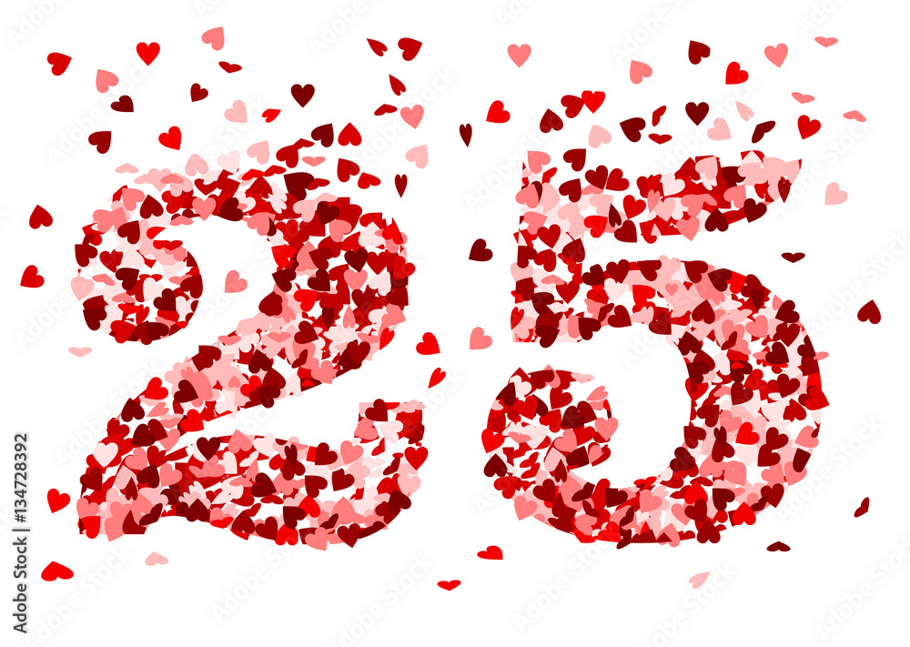 Die Zahl 25 aus roten Herzen Stock ベクター | Adobe Stock
