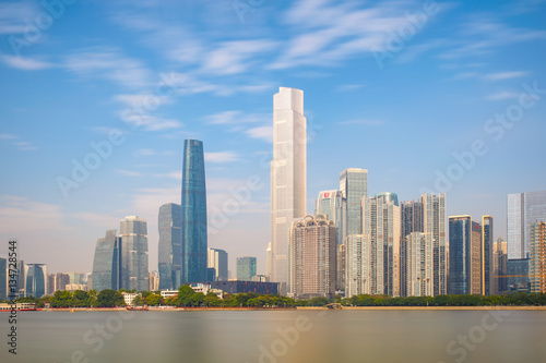 Skyline and buildings new city from river with modern city landmark architecture in Guangzhou China © Southtownboy Studio