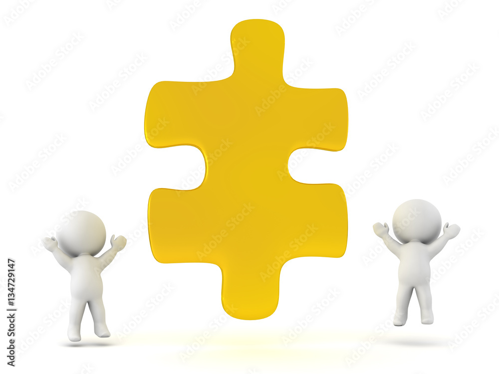 3D Characters and Puzzle Piece 3D Characters and Puzzle Piece