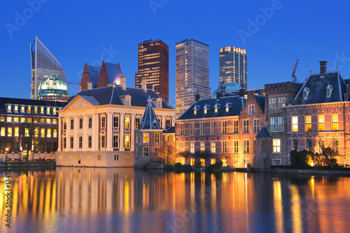 The Binnenhof in The Hague, The Netherlands at night photo