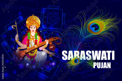Goddess Saraswati for Vasant Panchami Puja of India
