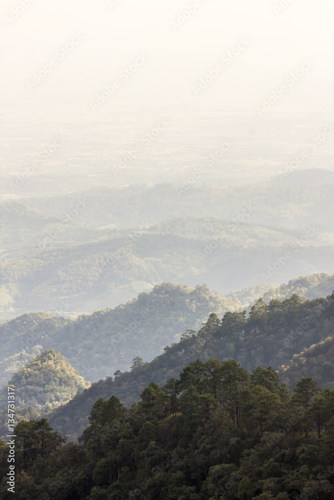 Layers of mountain landscape in Chiang Mai, Thailand