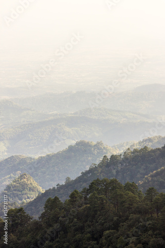 Layers of mountain landscape in Chiang Mai, Thailand