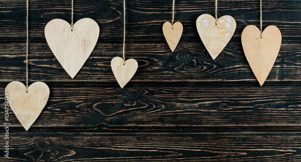Obraz premium Wood hearts close up