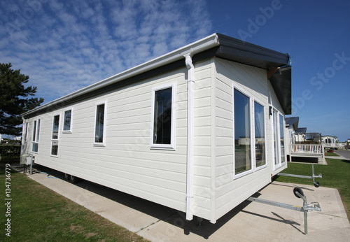 Modern lodge on caravan site for sale or rent to visitors or customers. © Paul