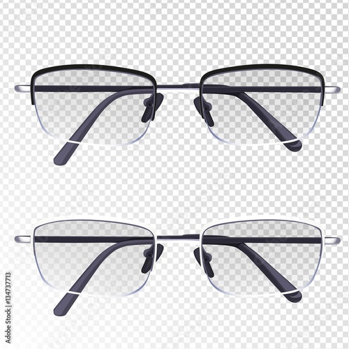 Glasses with diopter isolated on imitation transparent backgroun