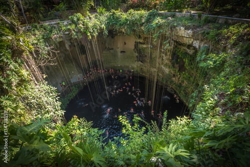 Ik Kil cenote, Yucatan popular landmark, Mexico