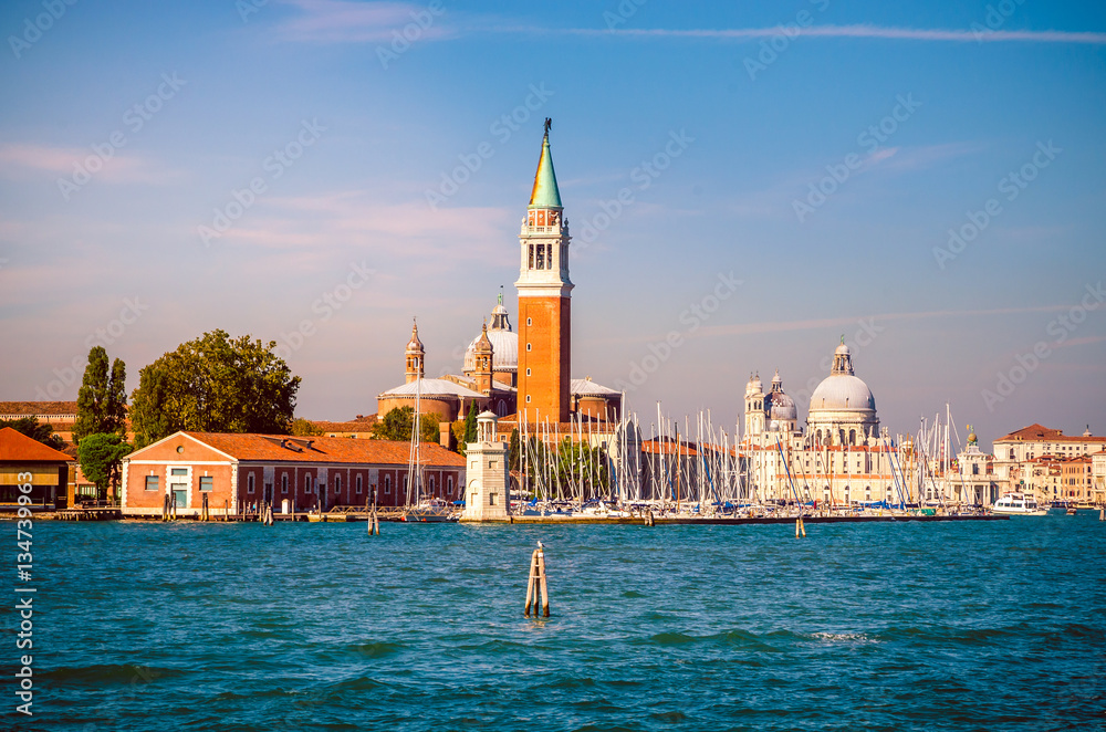 Panoramic view at San Giorgio Maggiore island, Venice, Veneto, Italy