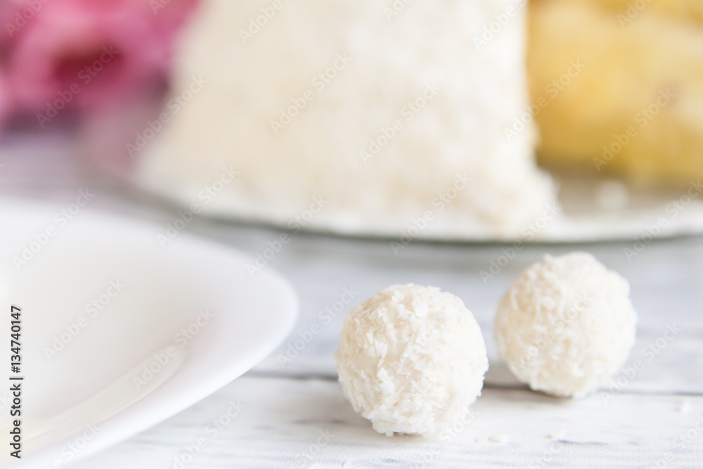 Close-up coconut candies