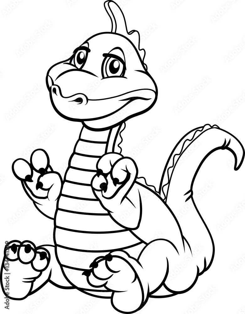 Fototapeta premium Vector illustration of Cartoon dragon - Coloring book