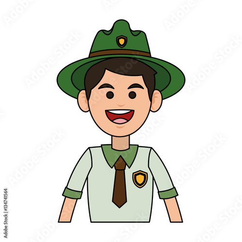 happy Forest ranger icon over white background. colorful design. vector illustration