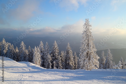 Winterlandschaft mit Skipiste
