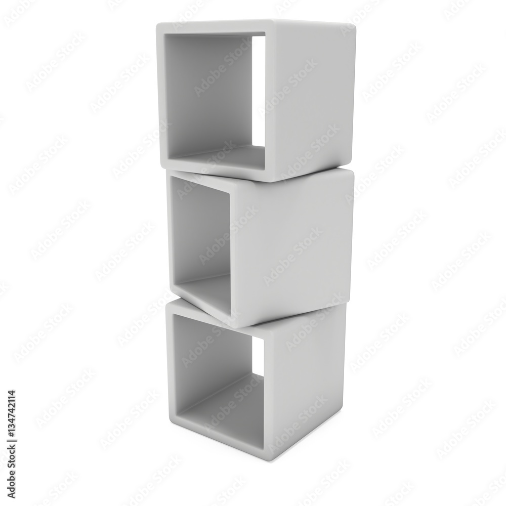 Product display boxes. 3D render isolated on white. Platform or Stand ...