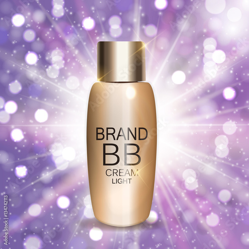 BB Cream Bottle Template for Ads or Magazine Background. 3D Real