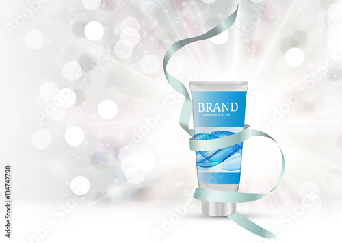 Hand Care Cream Bottle, Tube Template for Ads or Magazine Backgr