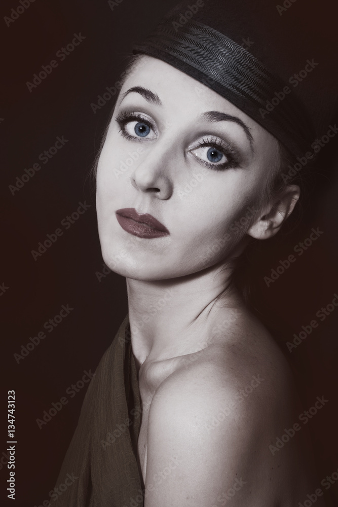 Retro portrait of a beautiful young woman Retro portrait of a beautiful young woman