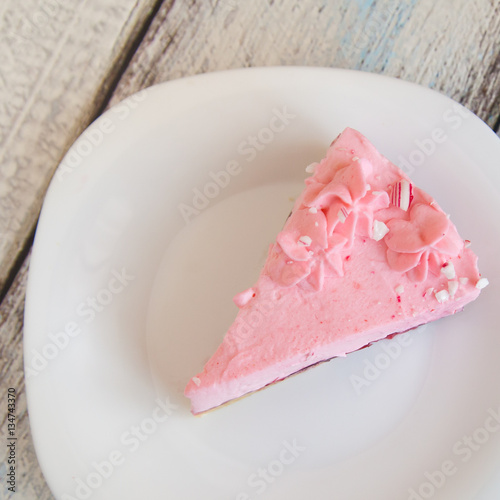 Cheesecake with pink marshmallow fluff
