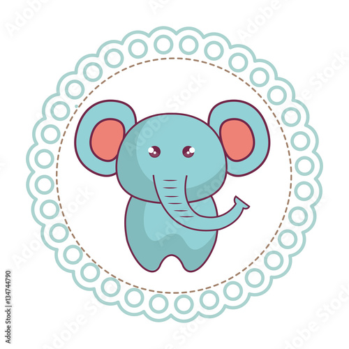 cute animal with circular frame vector illustration design