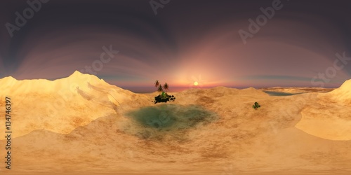 Environment map. HDRI map. Equirectangular projection. Spherical panorama. oasis in the desert