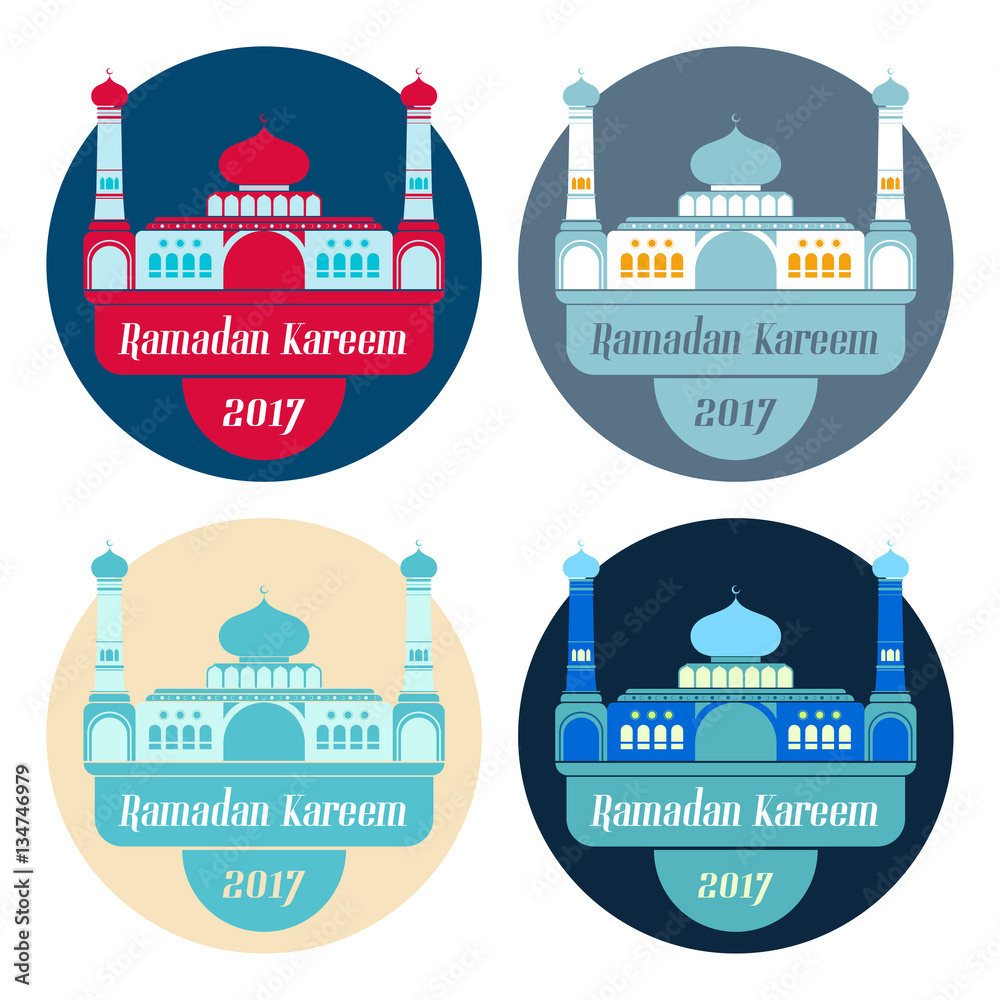 Ramadan Kareem stickers set, raster image