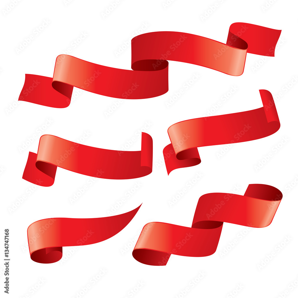 Set of red vector ribbons