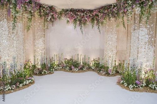 Valokuvatapetti wedding backdrop with flower and wedding decoration