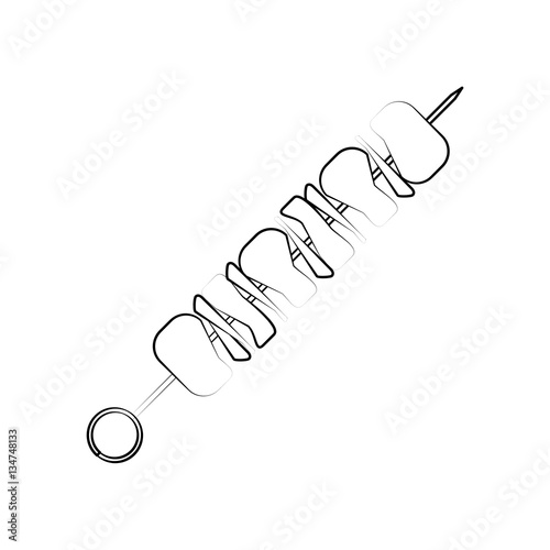 skewer with grilled food over white background. vector illustration