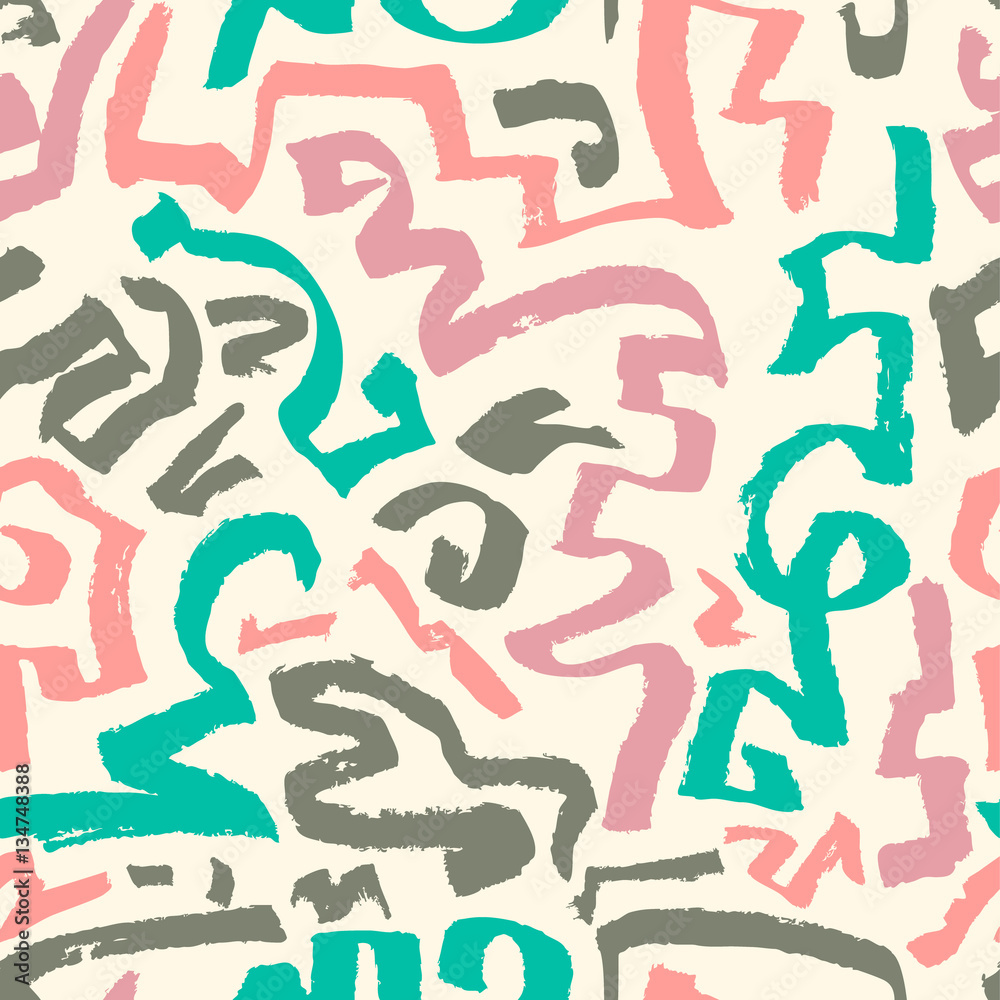 Fototapeta premium Abstract seamless pattern. Hand drawn artistic ink curves.