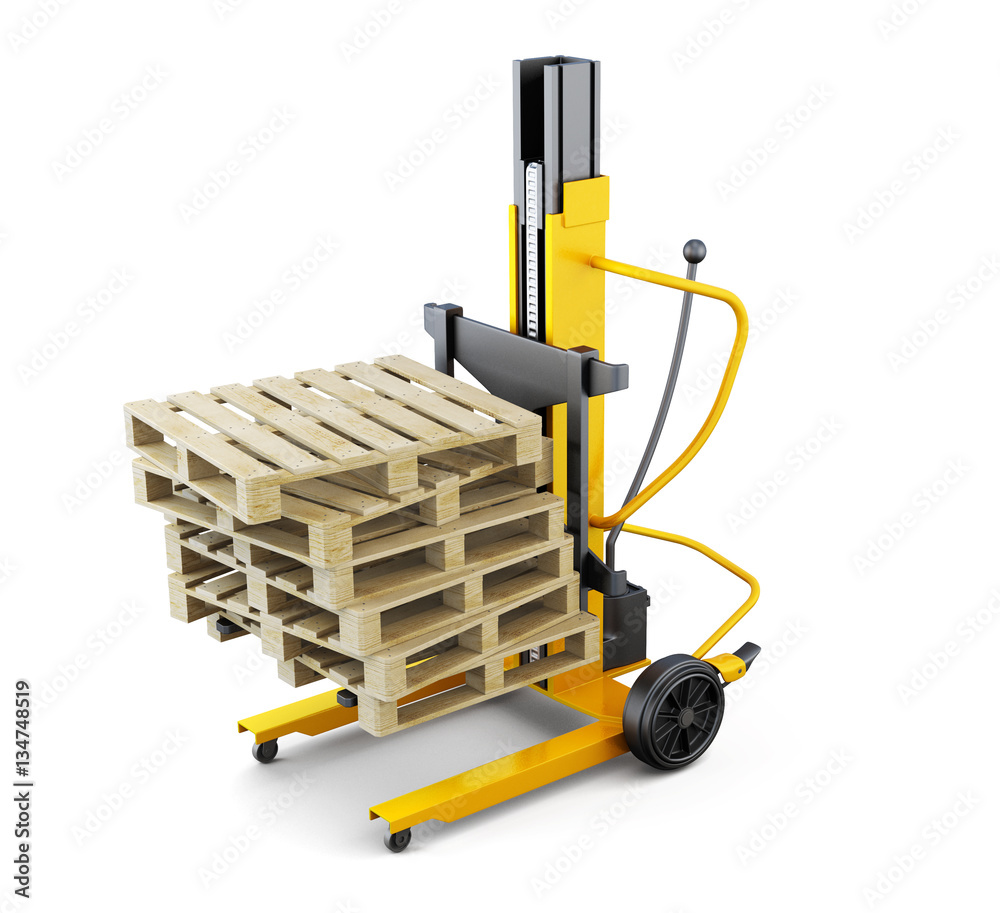 Wooden pallets on the loader. 3d rendering Wooden pallets on the loader. 3d rendering