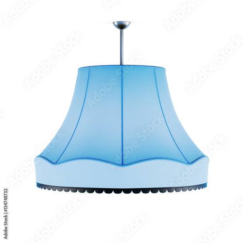 Blue lampshade isolated on white background. 3d rendering