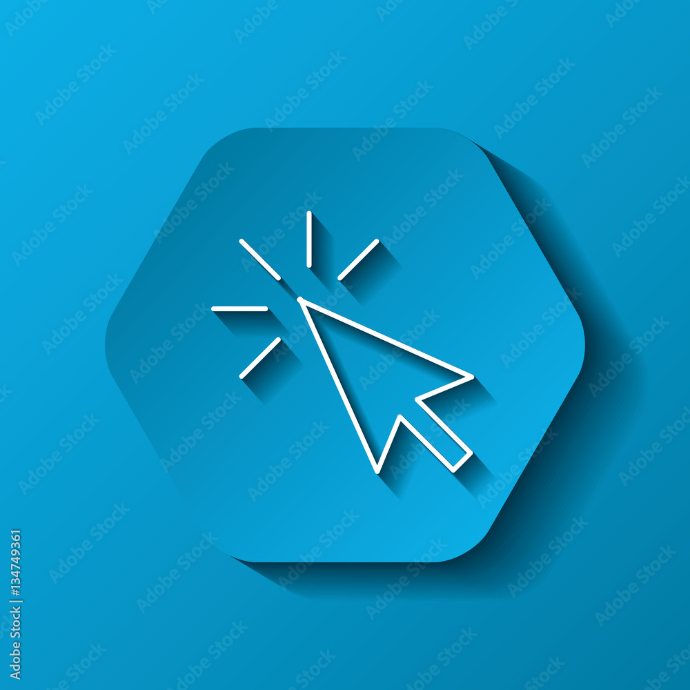 hexagon button with mouse cursor icon over blue background. colorful design. vector illustration hexagon button with mouse cursor icon over blue background. colorful design. vector illustration