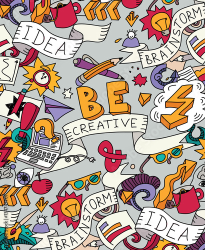 Creative doodles idea brainstorm color poster. © Chief Crow