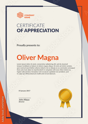 Certificate of Appreciation template. Flat geometric design. Layered eps10 vector.