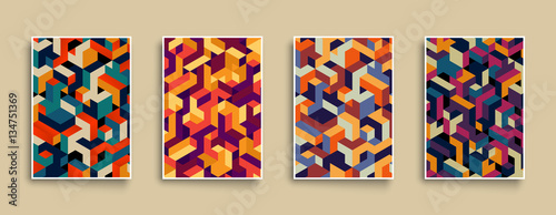 Isometric pattern covers. Modern design. Cool colorful backgrounds. Applicable for Banners, Placards, Posters, Flyers. Eps10 vector template.