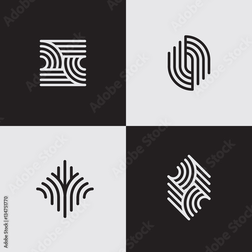 Modern line logos. Futuristic geometric shapes. Eps10 vector.