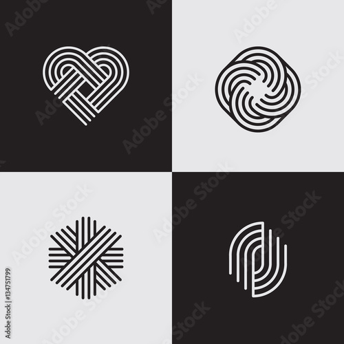 Modern line logos. Futuristic geometric shapes. Eps10 vector.