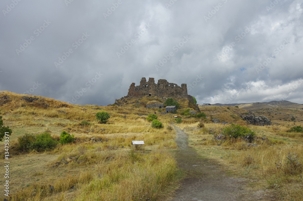 Amberd fortress in slope of Aragats mountain in the clouds. Armenia Amberd fortress in slope of Aragats mountain in the clouds. Armenia