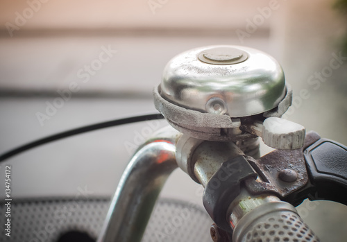 Vintage filter image/ Old bicycle bell with place your text