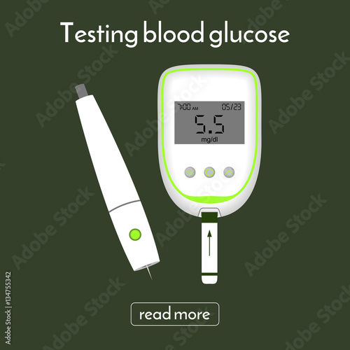device for measuring blood sugar and a lancet. glucose meter