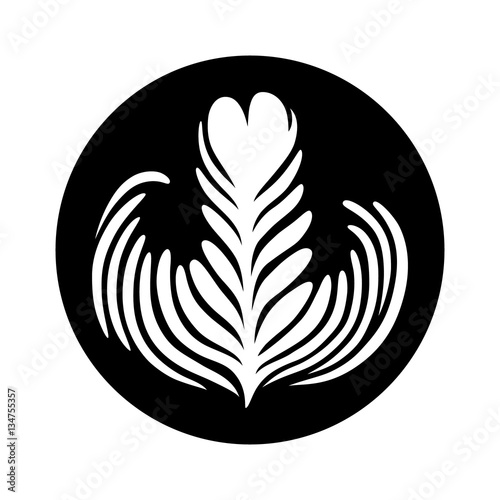 Latte / espresso art of a rosette leaf flat vector icon for coffee apps and websites