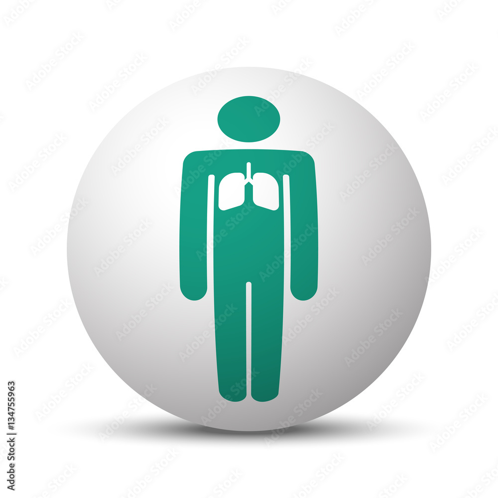 Green Lungs icon on white sphere Green Lungs icon on white sphere
