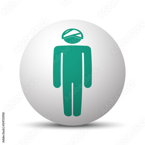 Green Head icon on white sphere